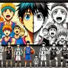 A comparison scene between an anime adaptation and the original manga of a popular basketball series featuring a small-sized Japanese high school player. The image shows split-screen panels: one side depicting the anime's vibrant, colorful animation style, and the other side showing the manga's detailed black-and-white artwork. Both sides feature the same basketball scene, highlighting the differences and similarities between the two mediums.