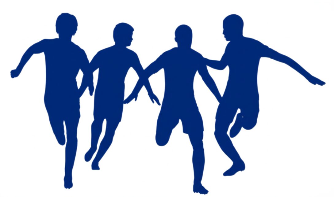 サッカー選手の青いシルエット