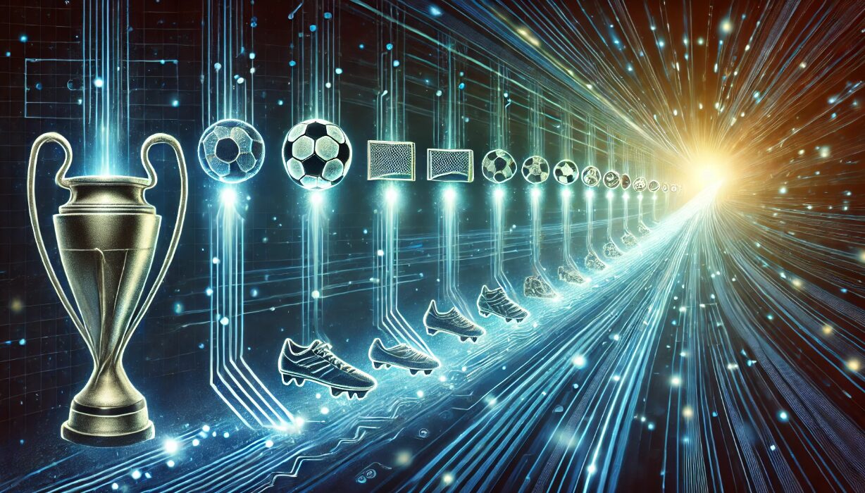 未来的なサッカータイムラインのビジュアル