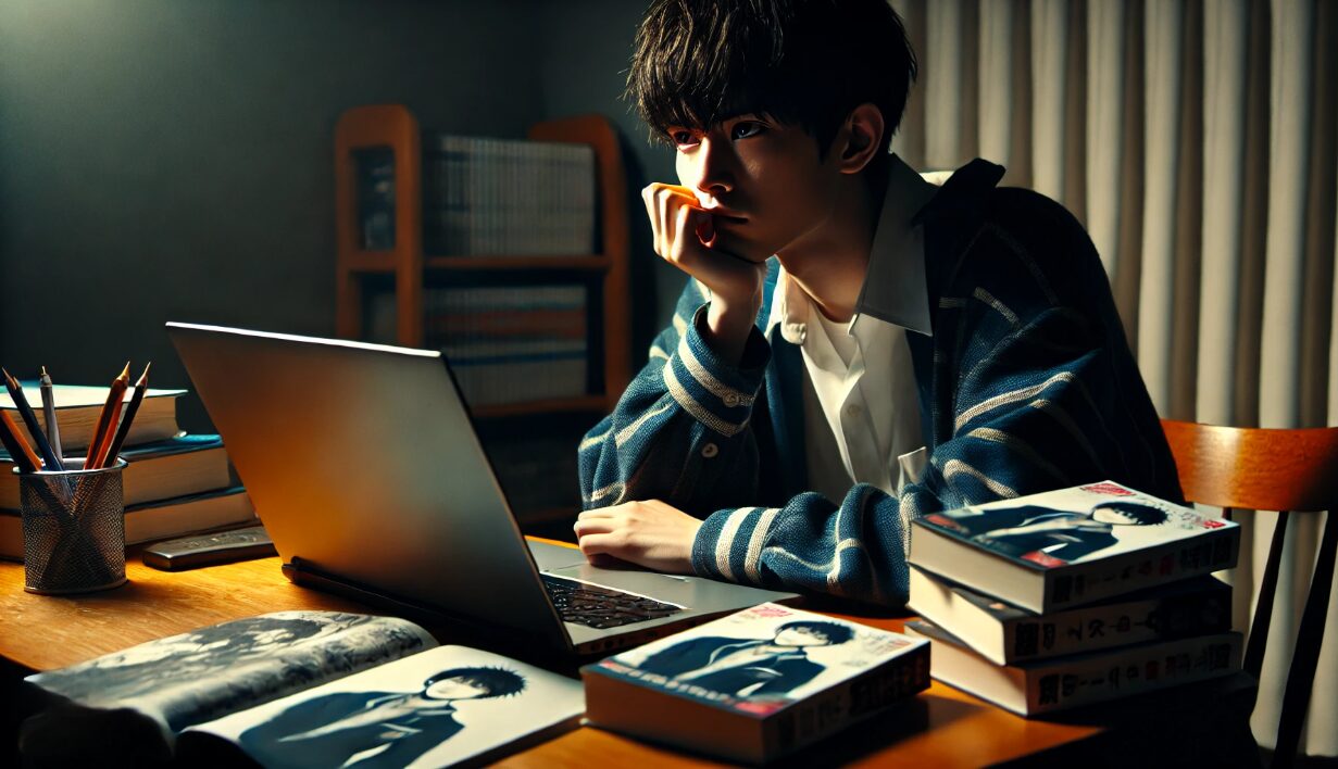 映画の評価委ついて考える男性